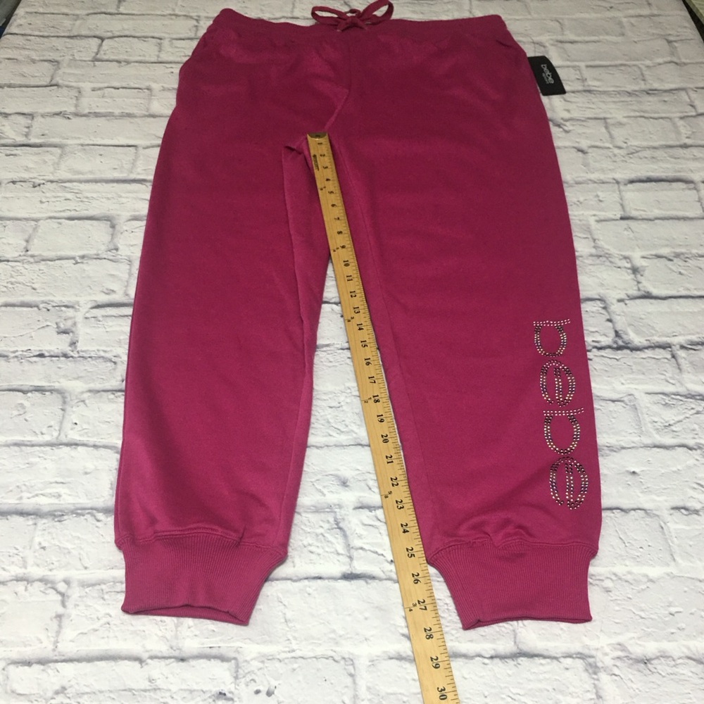 NWT 1X Bebe Sport (37x28) Fuschia Pink Logo Joggers Sweatpants - Women’s - Picture 6 of 12